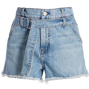 7 For All Mankind High Waist Tie Waist Paperbag Shorts SZ 34